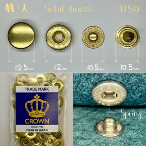 【CROWN】HIGH CROWN Spring Snap (M/ B5D) Solid Brass《Metal fittings developed for leather》