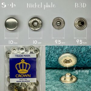【CROWN】HIGH CROWN Spring Snap (S/ B3D) Nickel Plate《Metal fittings developed for leather》