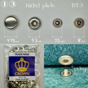 【CROWN】HIGH CROWN Spring Snap (①③/ B9.3) Nickel Plate《Metal fittings developed for leather》