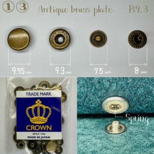 【CROWN】HIGH CROWN Spring Snap (①③/ B9.3) Antique Brass Plate《Metal fittings developed for leather》