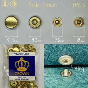 【CROWN】HIGH CROWN Spring Snap (①③/ B9.3) Solid Brass《Metal fittings developed for leather》